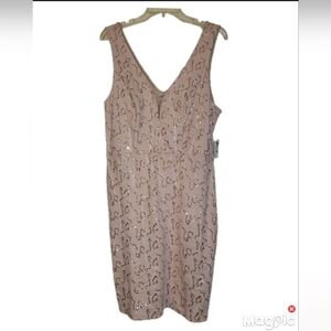 Charlotte Russe Sz XL Junior Beige Pink Sequin Glam Squad Night Life Dress